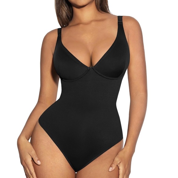 Tops - FeelinGirl Bodysuits for Women Tummy Control Shapewear Thong Body Suit, Black, L